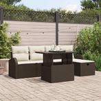 vidaXL Tuin Sofa Set met kussen met opslag 6 pcs Bruin Poly, Verzenden, Nieuw, Rotan