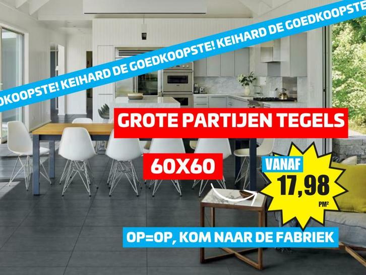 Grote partijen 60x60 cm keramische vloertegels nu voor 17,98, Doe-het-zelf en Verbouw, Tegels, 60 cm of meer, 60 cm of meer, 10 m² of meer