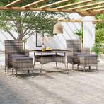 vidaXL 5-delige Tuinset poly rattan en gehard glas grijs, Tuin en Terras, Tuinsets en Loungesets, 5 zitplaatsen, Nieuw, Tuinset
