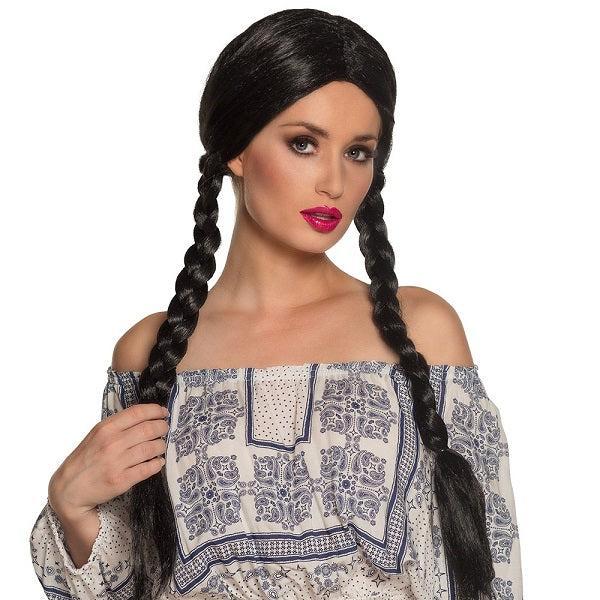 Vlechtenpruik biermeisje zwart, Kleding | Heren, Carnavalskleding en Feestkleding, Verzenden