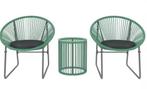 3-delige Balkonset – Groene Acapulco Stoelen en Tafel Glas, Verzenden, Nieuw
