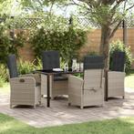 vidaXL 5-delige tuinset met kussens in lichtgrijs poly, Tuin en Terras, Verzenden, Nieuw, Rotan