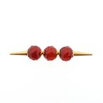 Vintage gouden broche met carneool (14 karaat) (14 karaat), Sieraden, Tassen en Uiterlijk, Broches, Gebruikt, Overige kleuren