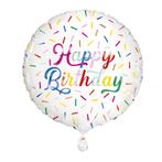Helium Ballon Happy Birthday hagelslag 45cm leeg, Verzenden, Nieuw