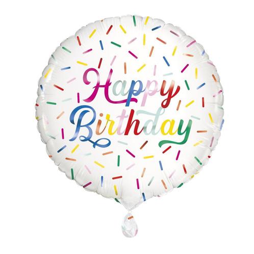 Helium Ballon Happy Birthday hagelslag 45cm leeg, Hobby en Vrije tijd, Feestartikelen, Nieuw, Verzenden