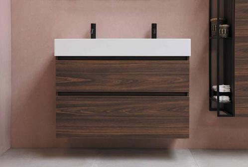 Wastafel porselein | Onderkast 2 laden asymmetrisch |, Huis en Inrichting, Badkamer | Badkamermeubels, Wastafelkast, Nieuw, Verzenden