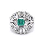 Ring Witgoud Smaragd - Diamant, Sieraden, Tassen en Uiterlijk, Antieke sieraden