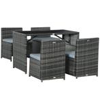 TRUUSK Polyrattan Tuinmeubelen Voor 4 Personen, Rattan Eetgr, Verzenden, Nieuw