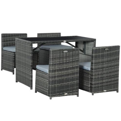 TRUUSK Polyrattan Tuinmeubelen Voor 4 Personen, Rattan Eetgr, Tuin en Terras, Overige Tuin en Terras, Nieuw, Verzenden