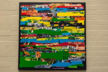 Kleuren en Cijfers – Abstract Mixed Media Collage op Canva beschikbaar voor biedingen