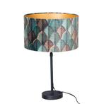 Tafellamp zwart met velours lampenkap blad dessin met gouden, Huis en Inrichting, Nieuw, Overige materialen, Klassiek / Antiek