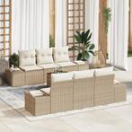 vidaXL 7-delige tuinsofa set met kussens in beige van poly, Verzenden, Nieuw, Rotan