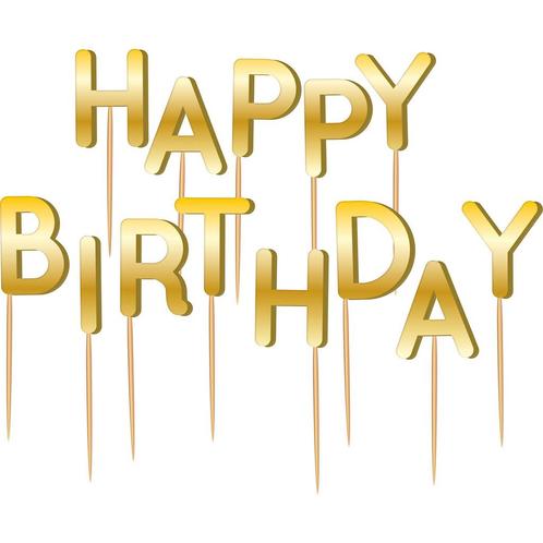 Gouden Happy Birthday Kaarsen, Hobby en Vrije tijd, Feestartikelen, Nieuw, Verzenden