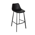 *WOONWINKEL* Dutchbone Franky Hoge Leren Barstoel Zwart, Huis en Inrichting, Barkrukken, Verzenden, Nieuw