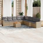 vidaXL 10-delige Loungeset met kussens poly rattan beige, Tuin en Terras, Tuinsets en Loungesets, Verzenden, Nieuw, Rotan, Loungeset