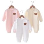 Baby pakje met opgestikt beren hoofdje wit, geel of roze, Kinderen en Baby's, Babykleding | Maat 56, Nieuw, Jongetje of Meisje