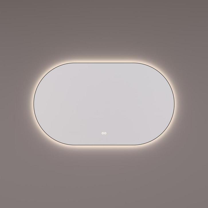 HIPP Design spiegel Ovaal-Recht Mat Zwart LED-Verlichting, Huis en Inrichting, Woonaccessoires | Spiegels, Nieuw, Ophalen of Verzenden
