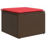 vidaXL Tuinkruk met kussen 55x55x37 cm poly rattan bruin, Verzenden, Nieuw, Rotan