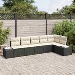 vidaXL Tuin Sofa Set met kussen 6 pcs Zwart en Crème poly, Verzenden, Nieuw, Rotan
