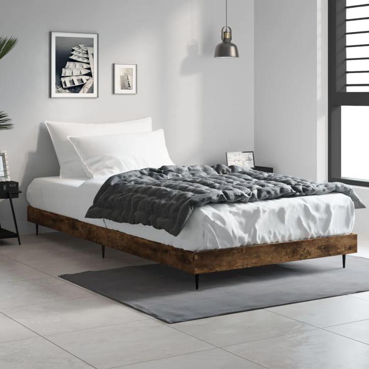 vidaXL Bedframe zonder matras hout gerookt eikenkleurig, Huis en Inrichting, Slaapkamer | Bedden, 90 cm, 190 cm of minder, Bruin