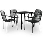 vidaXL 5-delige Tuinset katoenen touw en staal zwart, 4 zitplaatsen, Verzenden, Nieuw, Rvs