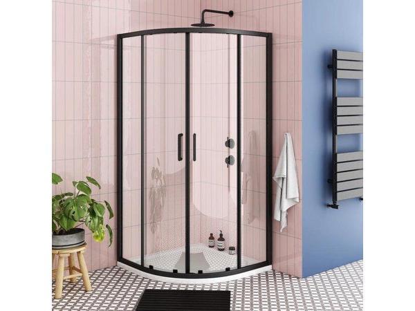 Veiling - 80x80cm Kwartrond Hoekinstap Schuifdeur Mat Zwart, Doe-het-zelf en Verbouw, Sanitair, Nieuw