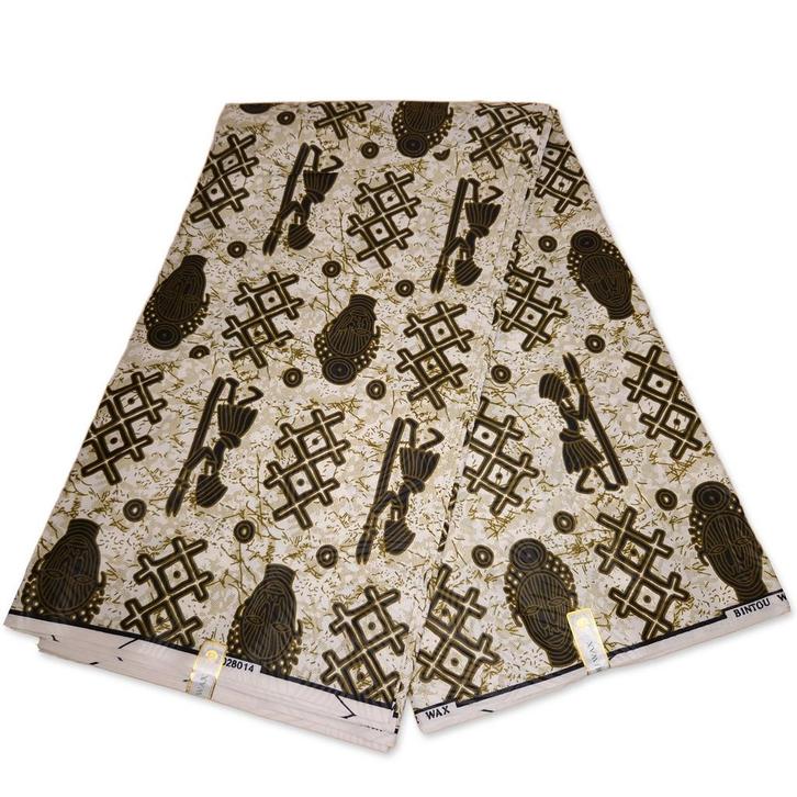 Afrikaanse stof - Groene symbols - Polycotton, Hobby en Vrije tijd, Stoffen en Lappen, Nieuw, Ophalen of Verzenden