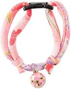 Necoichi halsband katten pastel roze - Japanse chirimen s..., Dieren en Toebehoren, Hondenriemen, Ophalen of Verzenden, Nieuw