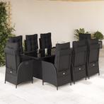 vidaXL 9-delige Tuinset poly rattan zwart, Tuin en Terras, Tuinsets en Loungesets, Nieuw, 8 zitplaatsen, Tuinset, Verzenden