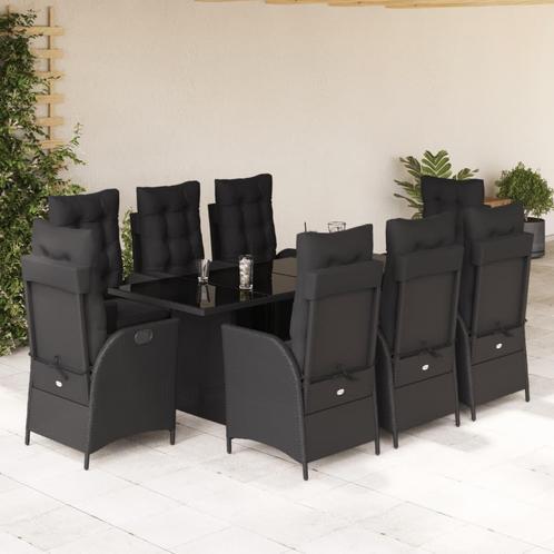 vidaXL 9-delige Tuinset poly rattan zwart, Tuin en Terras, Tuinsets en Loungesets, Tuinset, Nieuw, 8 zitplaatsen, Rotan, Verzenden