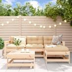 vidaXL 5-delige Loungeset met kussens massief hout, Tuin en Terras, 5 zitplaatsen, Verzenden, Nieuw, Loungeset