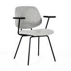 *WOONWINKEL* Eleonora Lynn Moderne Eetkamerstoel Met Arm Gri, Huis en Inrichting, Stoelen, Verzenden, Nieuw, Grijs, Stof