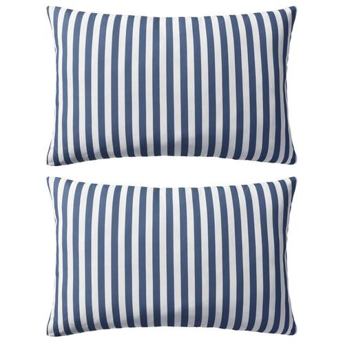 vidaXL Buitenkussens 60x40 cm gestreept marineblauw 2 st, Huis en Inrichting, Woonaccessoires | Kussens, Blauw, Nieuw, Verzenden