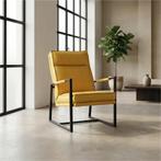 Set van 2 Leren fauteuils Square - Toledo Giallo (geel), Huis en Inrichting, Fauteuils, Nieuw, Ophalen of Verzenden, 50 tot 75 cm