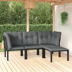 vidaXL 4-delige Loungeset poly rattan zwart en grijs, Verzenden, Nieuw, Rvs, Loungeset