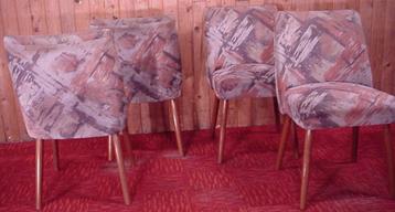 4 Retro stoelen design eetkamerstoelen vintage kuipstoelen