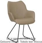 Taupe leren  design eetkamerstoel - Toledo Leer Mocca (taupe, Huis en Inrichting, Stoelen, Overige kleuren, Nieuw, Leer, Ophalen of Verzenden