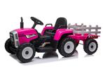 Krachtige elektrische tractor met LED verlichting - Roze, Ophalen of Verzenden, Nieuw