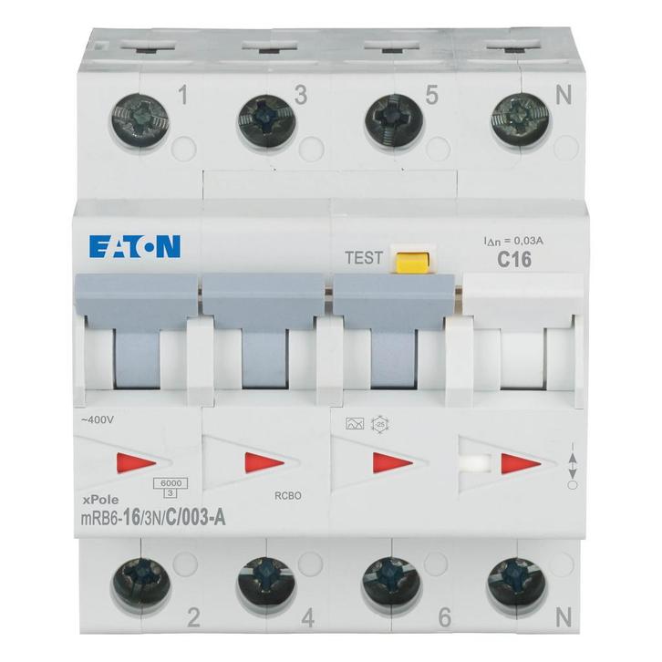 Eaton Aardlekautomaat C16 3P+N MRB6-16/3N/C/003A - 120660, Doe-het-zelf en Verbouw, Elektra en Kabels