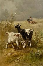 Henry Schouten (1864-1927) - Landschap met geiten, Antiek en Kunst
