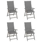 vidaXL Tuinstoelen 4 st verstelbaar met kussens massief, Tuin en Terras, Tuinstoelen, Verzenden, Nieuw, Hout