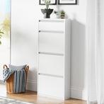 Schoenenkast Sokndal 4 kleppen wit 118x50x15 cm [en.casa], Verzenden, Nieuw