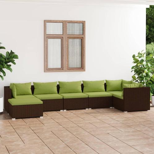 vidaXL 7-delige Loungeset met kussens poly rattan bruin, Tuin en Terras, Tuinsets en Loungesets, Loungeset, Nieuw, Rotan, Verzenden