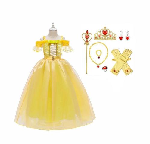 Prinsessenjurk Belle - prinsessenjurk +set 92,98,104,110-152, Kinderen en Baby's, Carnavalskleding en Verkleedspullen, Meisje