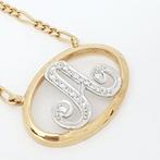 Ketting met hanger - 18 karaat Geel goud, Witgoud - 0.11ct., Sieraden, Tassen en Uiterlijk, Antieke sieraden