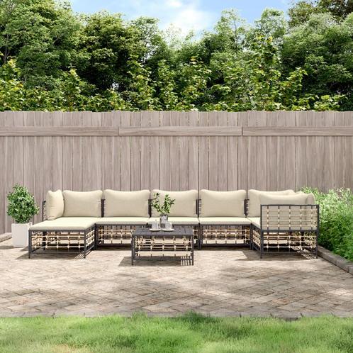 vidaXL 8-delige Loungeset met kussens poly rattan, Tuin en Terras, Tuinsets en Loungesets, Loungeset, Nieuw, Rotan, Verzenden