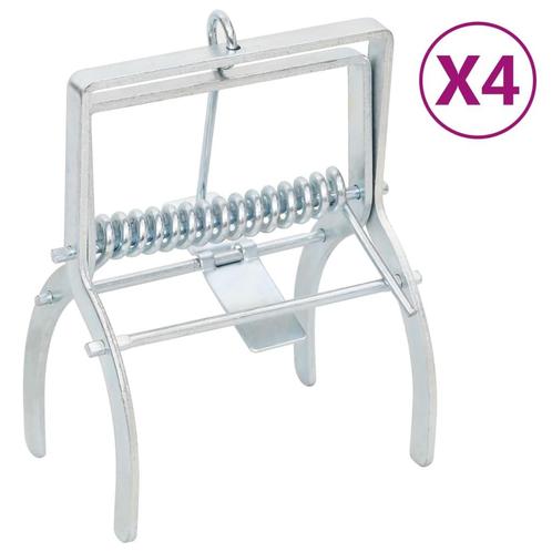 vidaXL Mollenvallen 4 st gegalvaniseerd staal zilverkleurig, Dieren en Toebehoren, Overige Dieren-accessoires, Nieuw, Verzenden