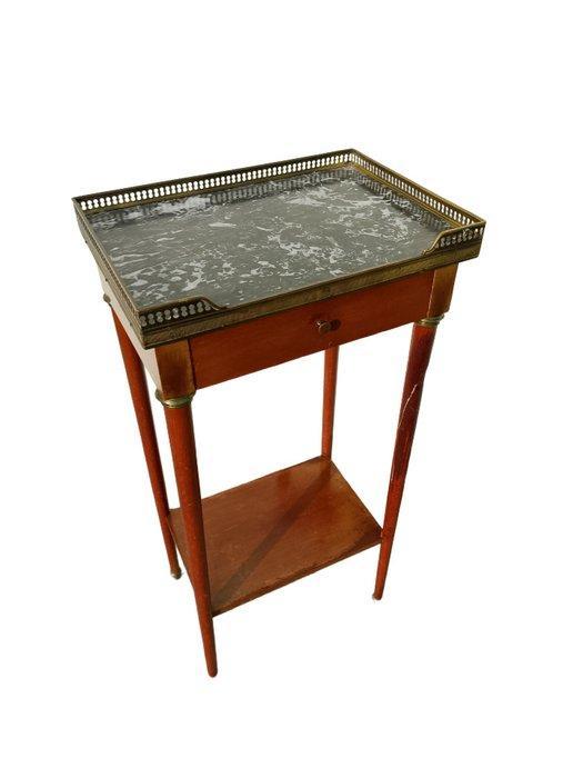 Bijzettafel - Nachtkastje met lade - Hout, Marmer - Frans, Antiek en Kunst, Curiosa en Brocante