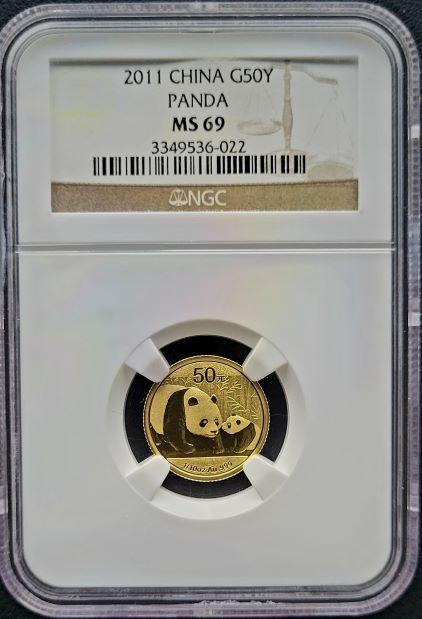 Gouden China Panda 1/10 oz 2011 MS69 NGC (POP 506/512), Postzegels en Munten, Munten | Azië, Oost-Azië, Losse munt, Goud, Verzenden
