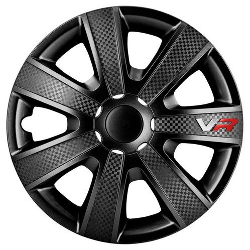 4-Delige Wieldoppenset VR 16-inch zwart/carbon-look/logo, Auto diversen, Wieldoppen, Nieuw, Verzenden